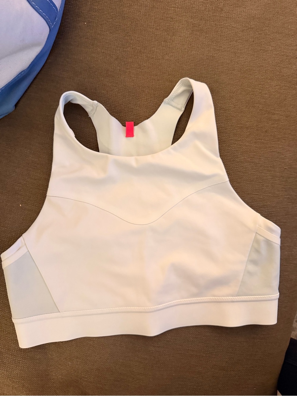 Brooks White High-Neck Racerback Sports Bra
